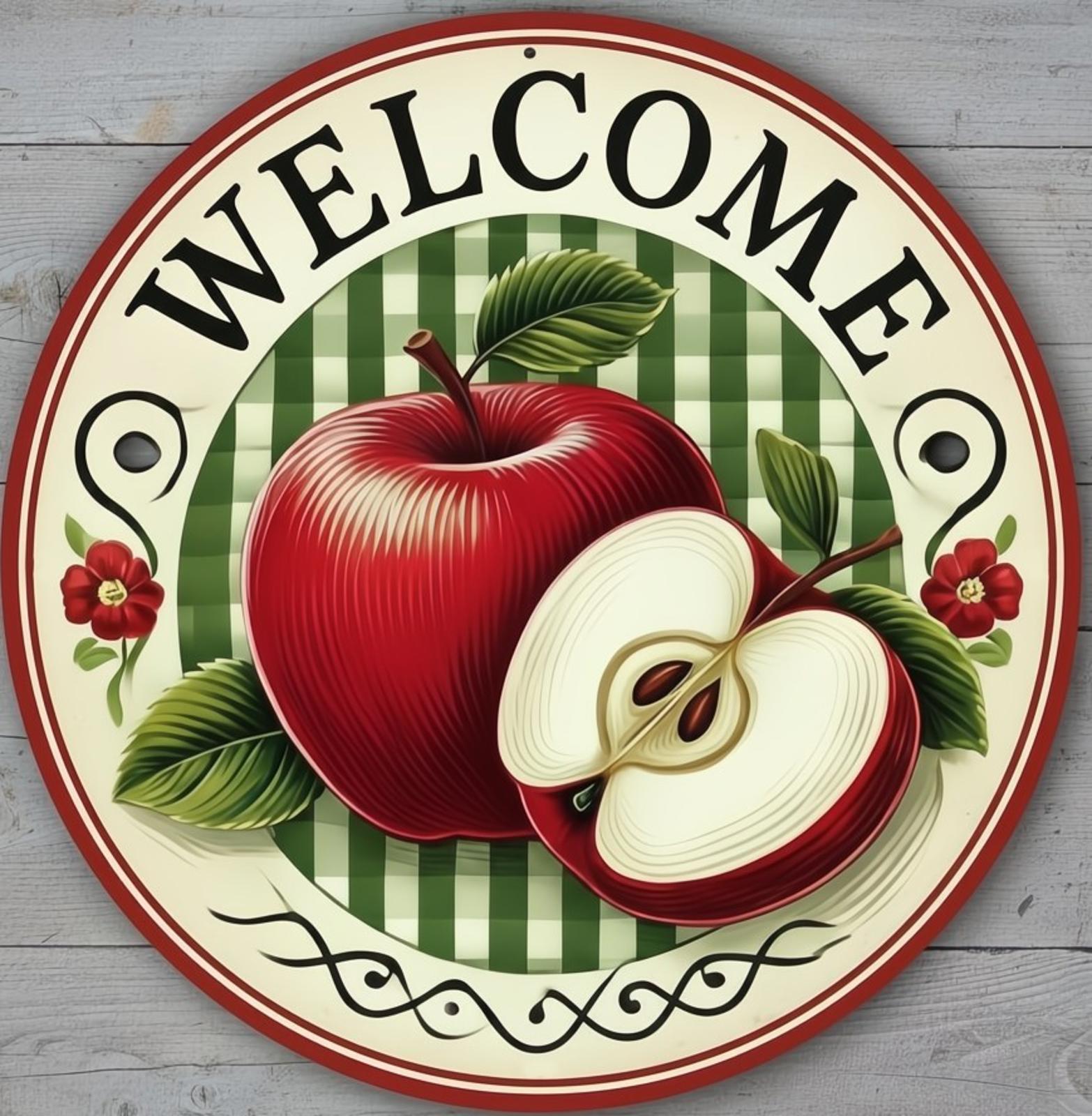 Welcome 12" Diameter Novelty Metal Sign Made In USA