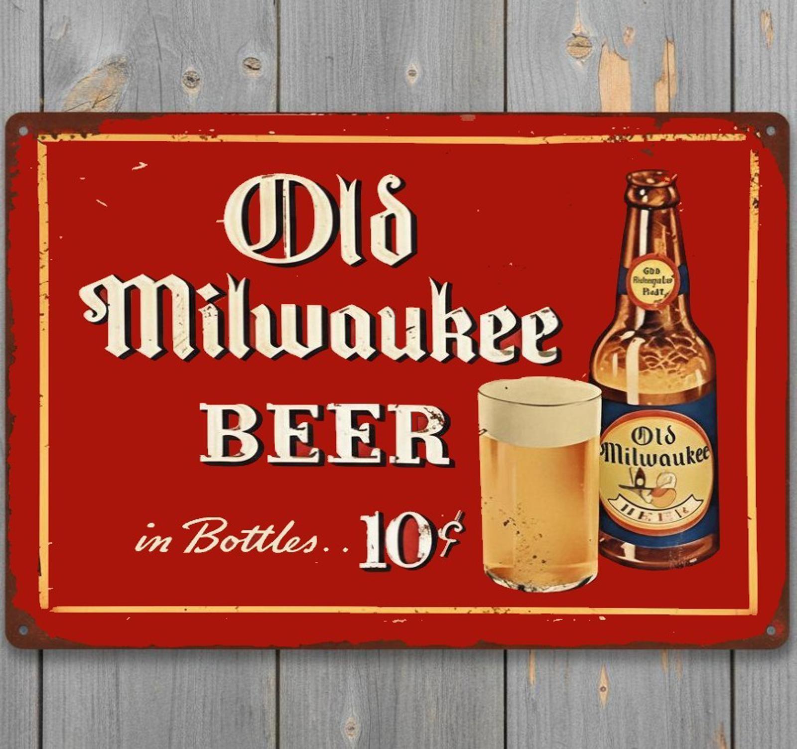 Old Milwaukee Beer 10 Cents 8 x 12 Vintage Novelty Metal Sign Made In USA New!