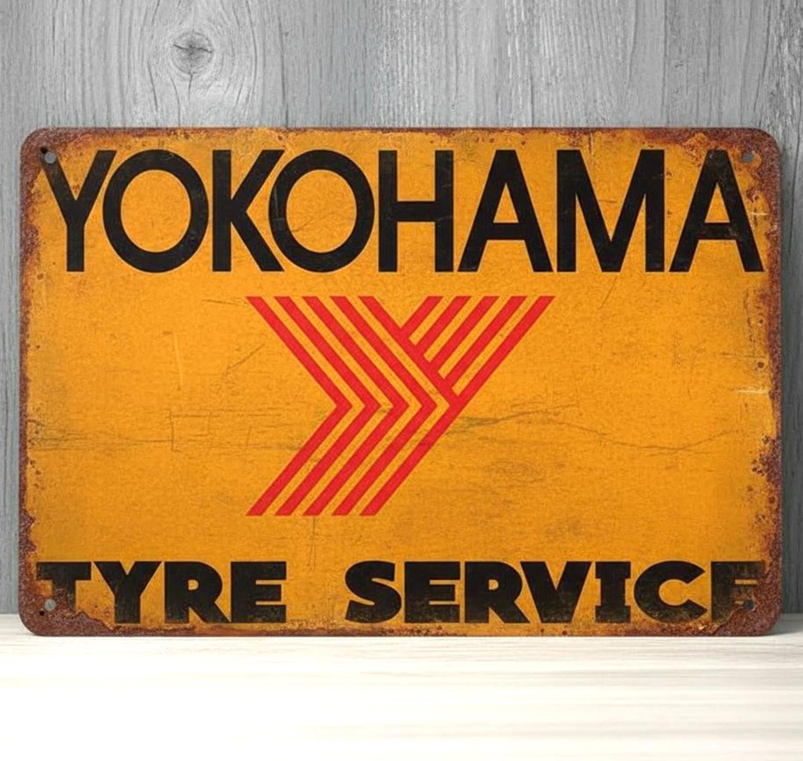 Yokohama Tyre Service 8 x 12 Vintage Novelty Metal Sign Made In USA