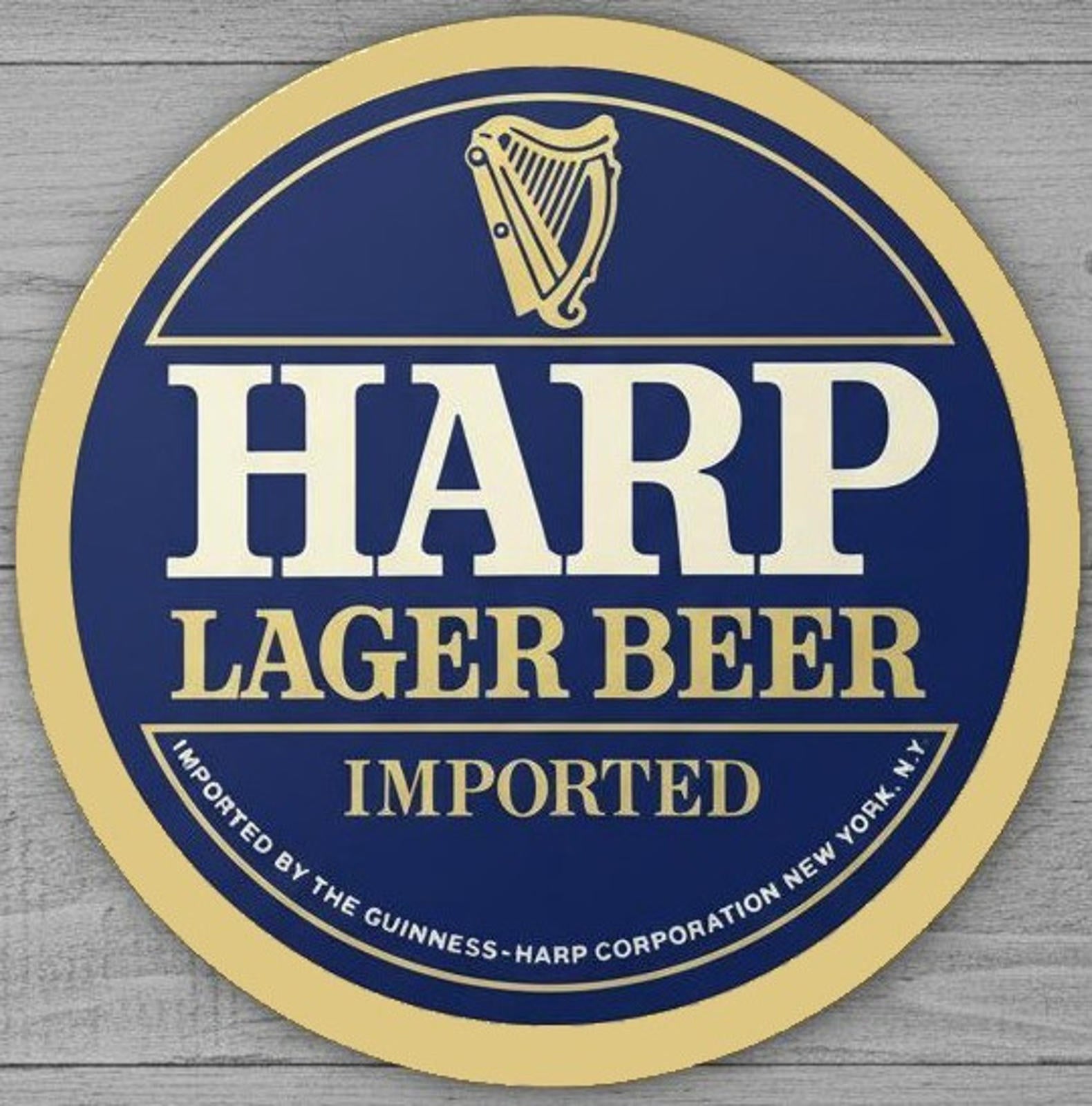 Harp Lager Beer 8" Diameter Novelty Metal Sign Made In USA New!