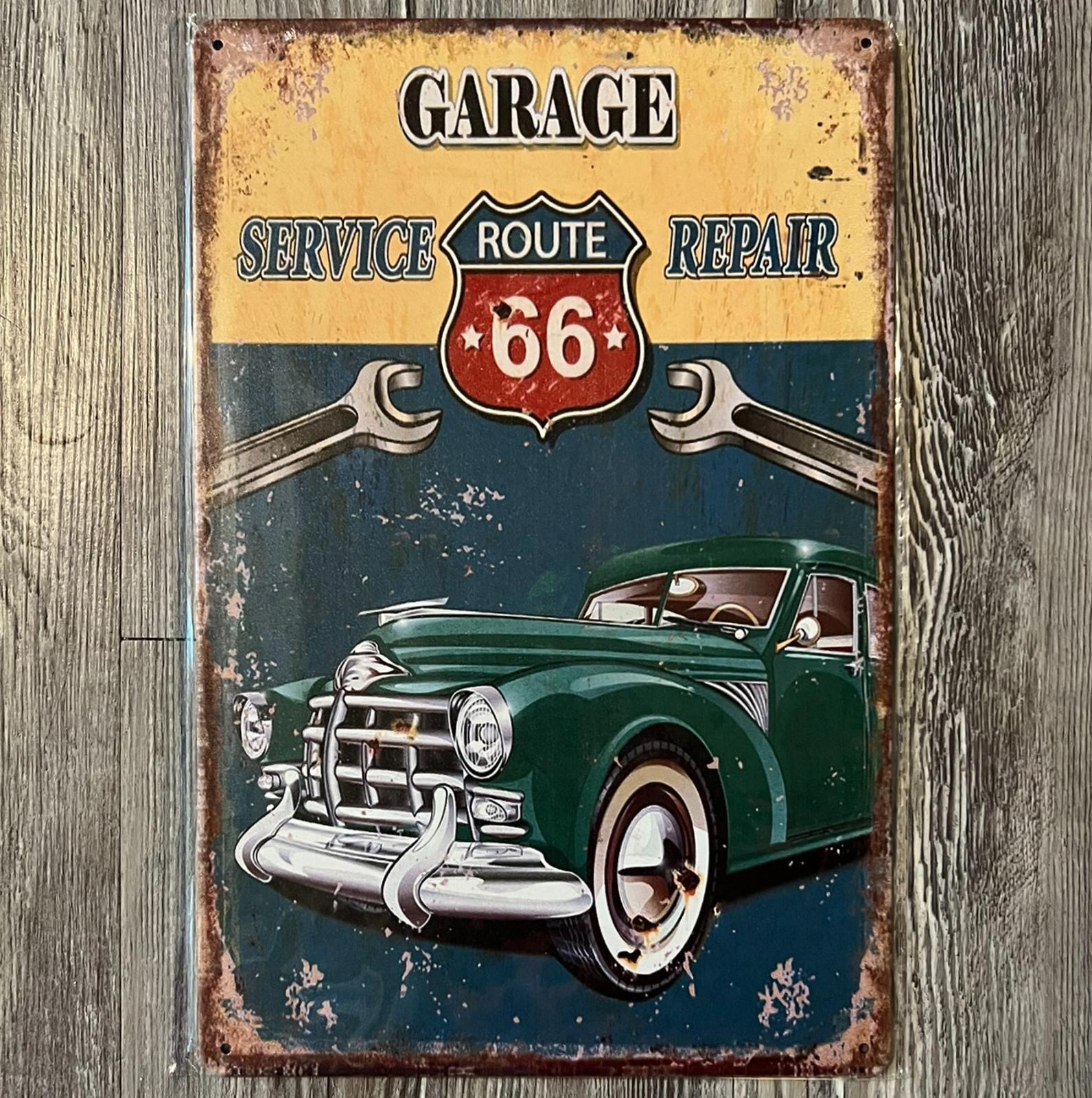 Route 66 Garage Service & Repair 8 x 12 Vintage Novelty Metal Sign New!