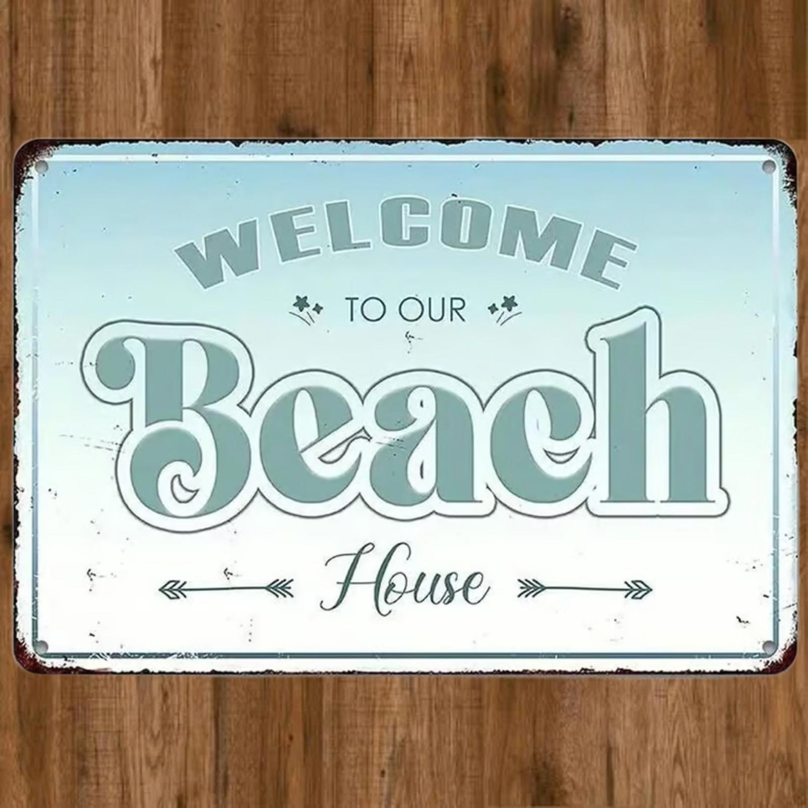 Welcome to our Beach House 8 x 12 Novelty Metal Sign Shrink-Wrapped New!