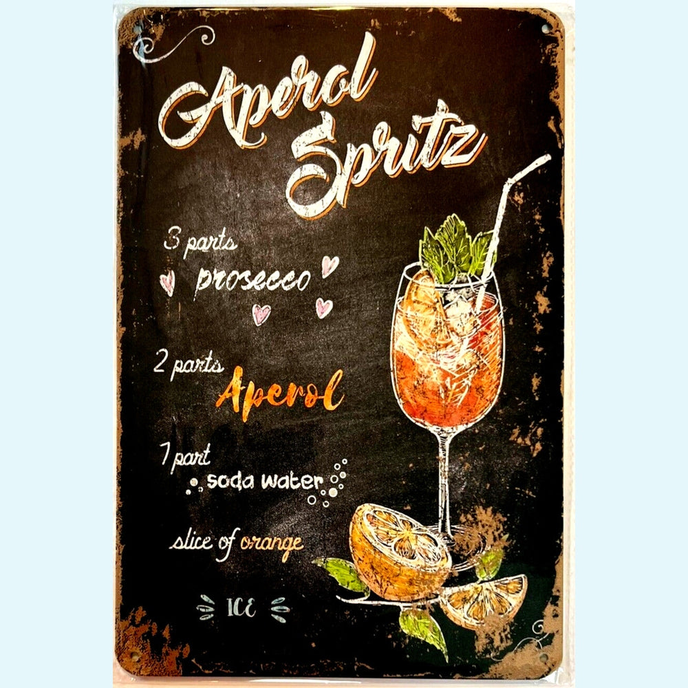 Aperol Spritz Cocktail and Drink Mix Recipe Collection 12" x 8" Wall Art Home & Garden:Home Décor:Plaques & Signs Style Your Walls