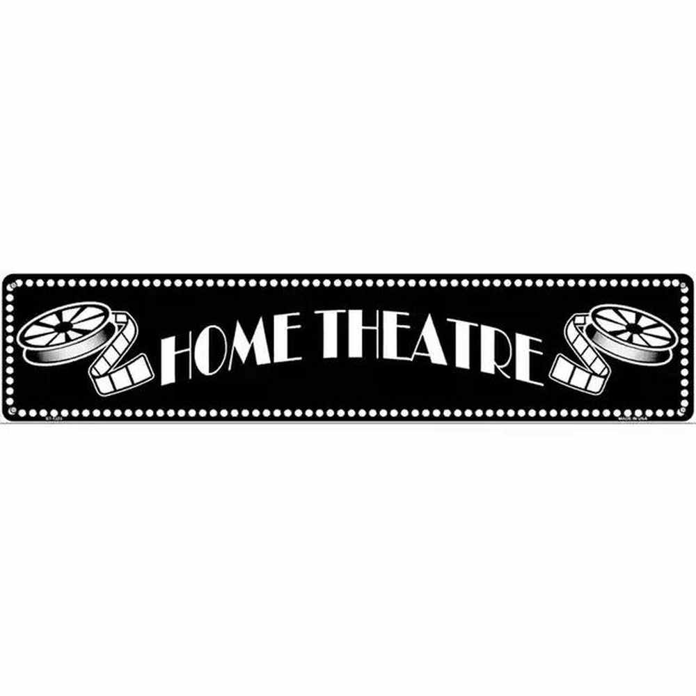 Home Theatre Black and White 18" x 4" Novelty Metal Sign Home & Garden:Home Décor:Plaques & Signs Style Your Walls