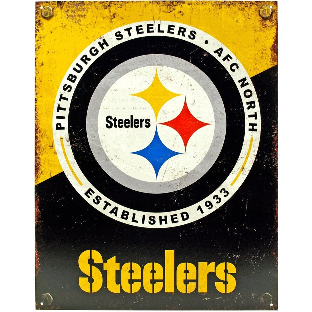 Pittsburgh Steelers Established 1933 Licensed Vintage Novelty Sign 16" x 12.5" Home & Garden:Home Décor:Plaques & Signs Style Your Walls