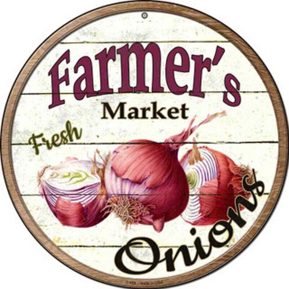 Farmer's Market Fresh Onions Novelty 8" Metal Circular Sign NEW! Home & Garden:Home Décor:Plaques & Signs Style Your Walls