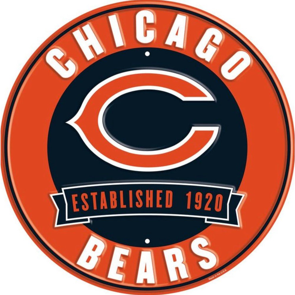 Chicago Bears NFL Licensed Embossed 12" Diameter Circular Sign NEW! Sports Mem, Cards & Fan Shop:Fan Apparel & Souvenirs:Football-NFL Style Your Walls