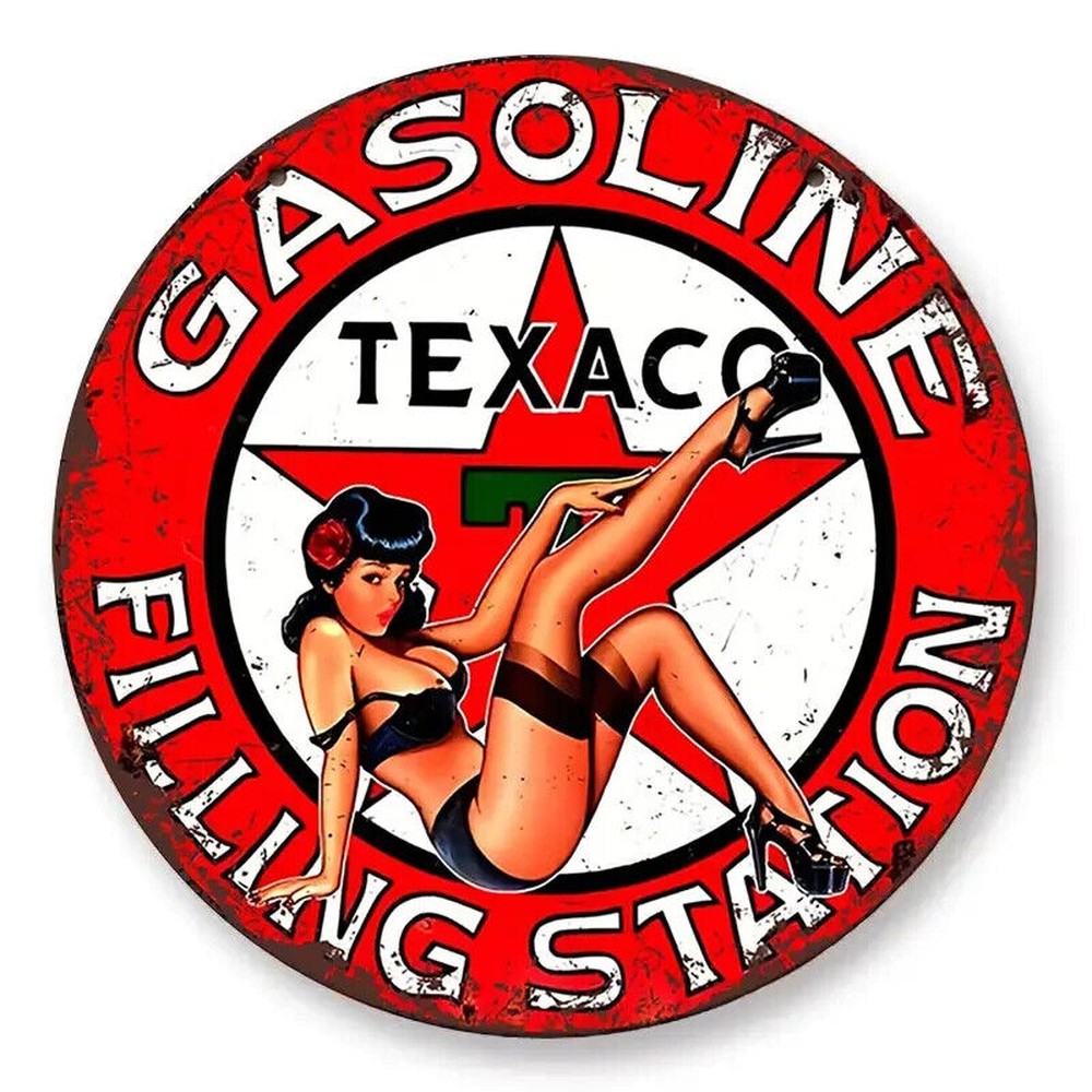 Texaco Gasoline Filling Station Novelty 8" Round Metal Sign NEW! Home & Garden:Home Décor:Plaques & Signs Style Your Walls
