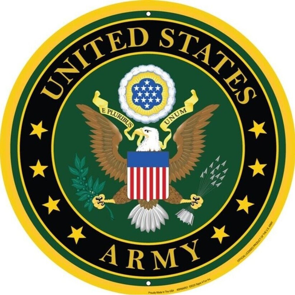 United States Army Emblem Embossed 12 in Circular Sign NEW! Home & Garden:Home Décor:Plaques & Signs Style Your Walls