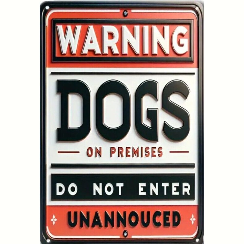 Warning Dogs On Premises Do Not Enter Metal Sign 8" x 12" Wall Art Home & Garden:Home Décor:Plaques & Signs Style Your Walls