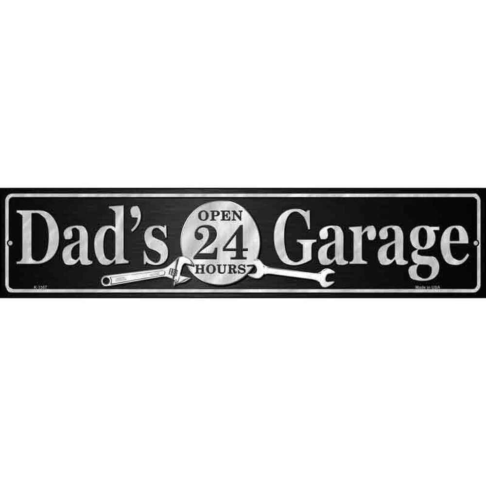 Dad's Garage Open 24 Hours Novelty Metal Street Sign 18" x 4" NEW! Home & Garden:Home Décor:Plaques & Signs Style Your Walls