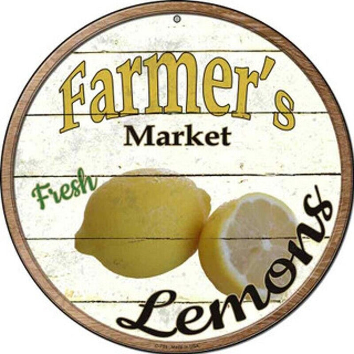 Farmer's Market Fresh Lemons Novelty 8" Metal Circular Sign NEW! Home & Garden:Home Décor:Plaques & Signs Style Your Walls