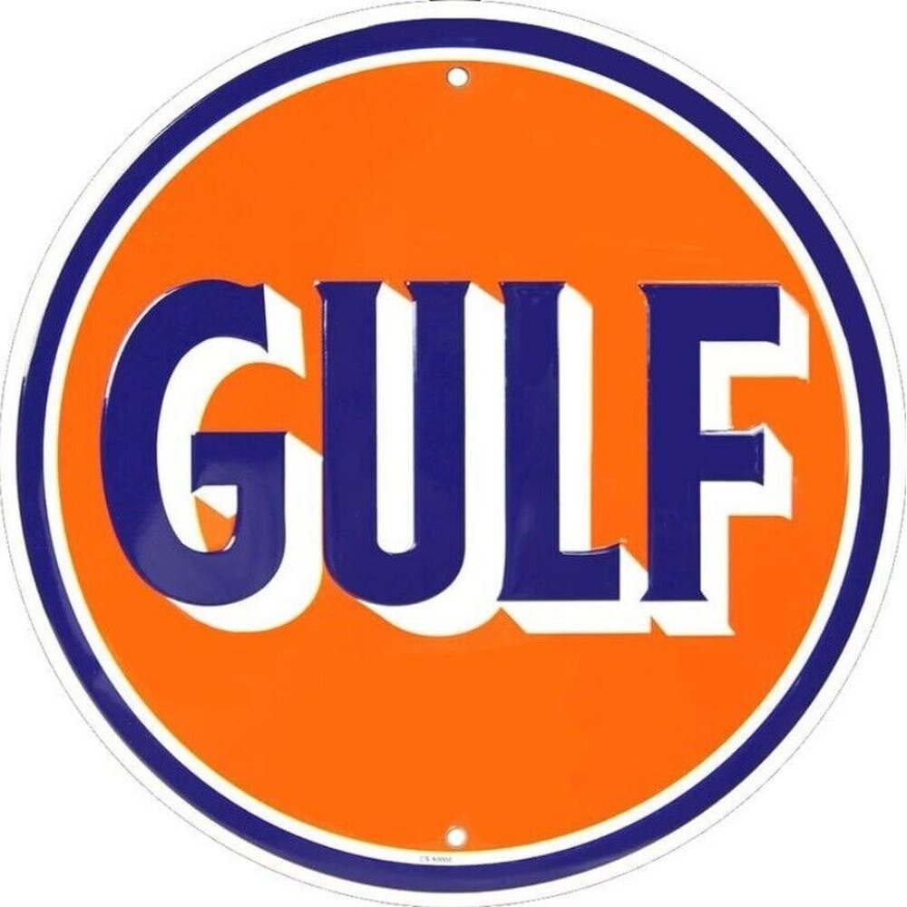 Orange Gulf Oil Novelty Metal 12 in Circular Sign NEW! Home & Garden:Home Décor:Plaques & Signs Style Your Walls