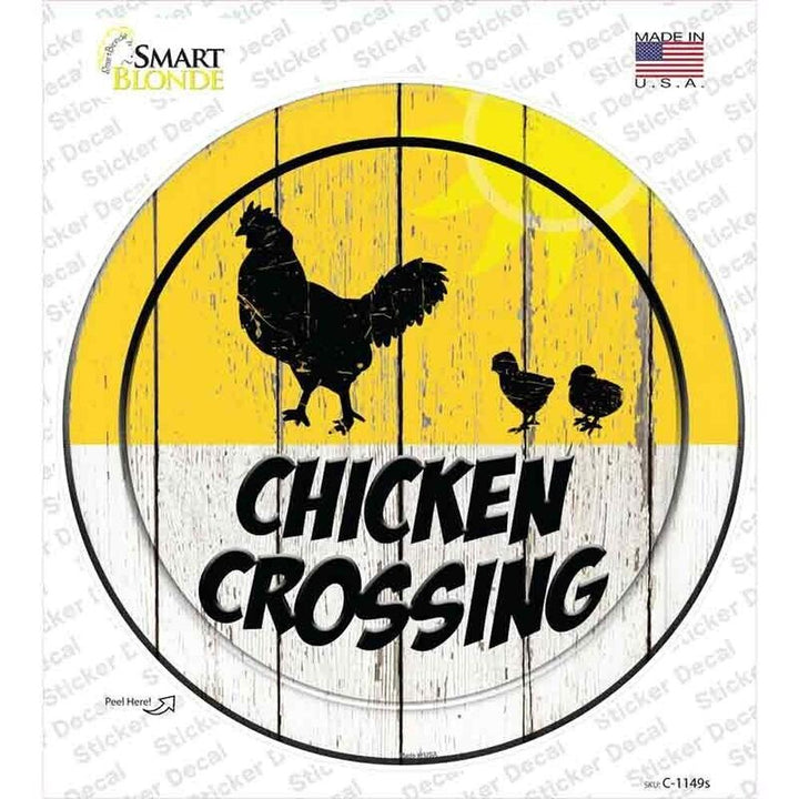 Chicken Crossing Novelty Circle Sticker Decal 9in Home & Garden:Home Décor:Decals, Stickers & Vinyl Art Style Your Walls