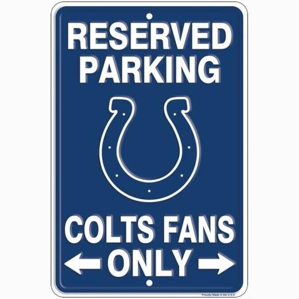 Reserved Parking Colts Fans Only Embossed Metal Licensed Parking Sign 8" x 12" Home & Garden:Home Décor:Plaques & Signs Style Your Walls