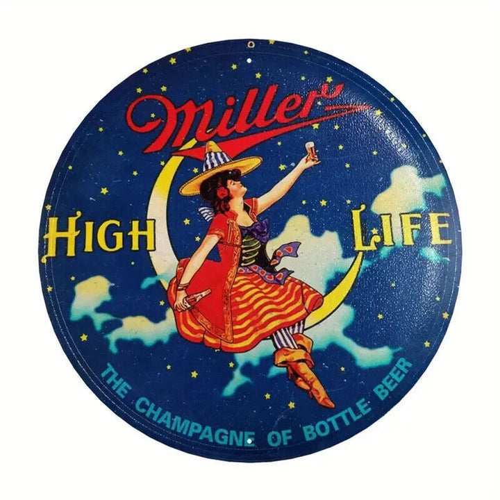 Miller High Life Beer Vintage Style Novelty 12" Round Metal Sign NEW! Home & Garden:Home Décor:Plaques & Signs Style Your Walls
