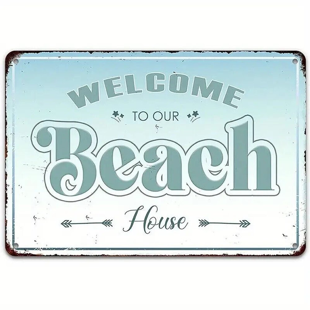 Welcome To Our Beach House Vintage Novelty 8" x 12" Metal Sign NEW! Home & Garden:Home Décor:Plaques & Signs Style Your Walls