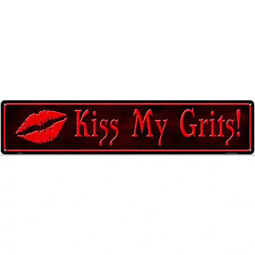Kiss My Grits Novelty Metal Street Sign 18" x 4" New! Home & Garden:Home Décor:Plaques & Signs Style Your Walls