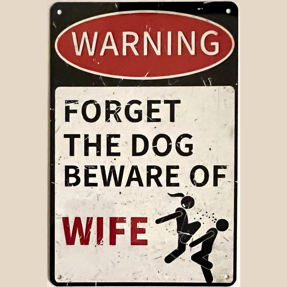 Warning Forget The Dog Beware Of Wife Novelty Vintage Metal 12" x 8" Sign Home & Garden:Home Décor:Plaques & Signs Style Your Walls