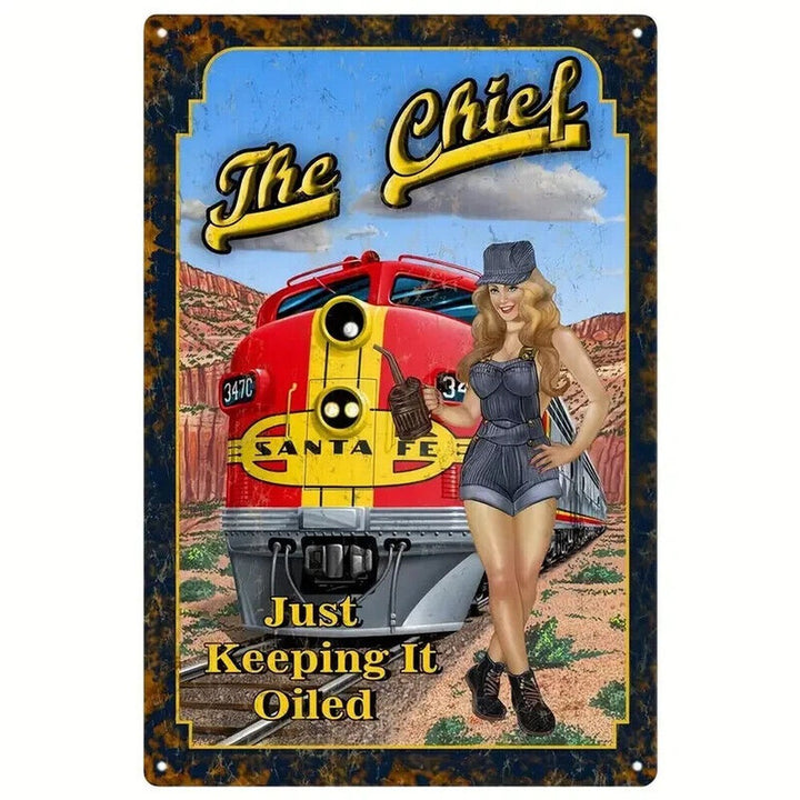 Santa Fe The Chief Vintage Novelty Metal Sign 12" x 8" Wall Art Home & Garden:Home Décor:Plaques & Signs Style Your Walls