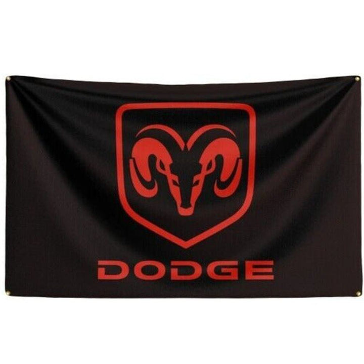 Black & Red Dodge Ram 3 ft x 5 ft Flag With Corner Grommets NEW! Home & Garden:Yard, Garden & Outdoor Living:Décor:Flags Style Your Walls