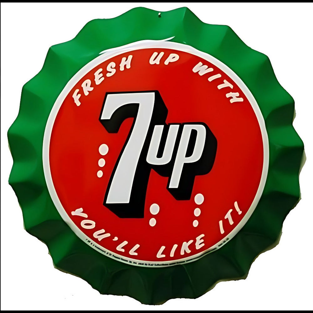 7 UP Licensed Novelty 12" Metal Bottle Cap Sign NEW! Home & Garden:Home Décor:Plaques & Signs Style Your Walls