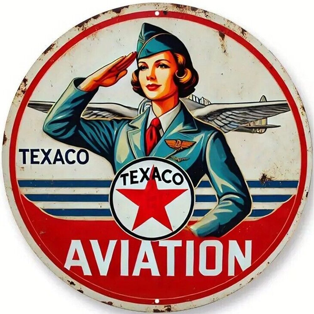 Texaco Aviation Novelty 8" Round Metal Sign NEW! Home & Garden:Home Décor:Plaques & Signs Style Your Walls