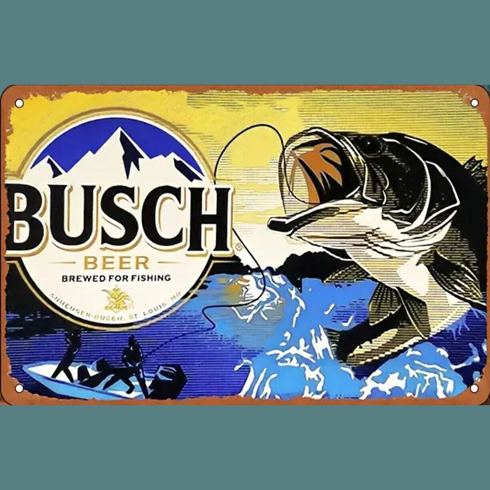 Busch Beer Brewed For Fishing Novelty Metal Sign 8" x 12" Wall Art Home & Garden:Home Décor:Plaques & Signs Style Your Walls