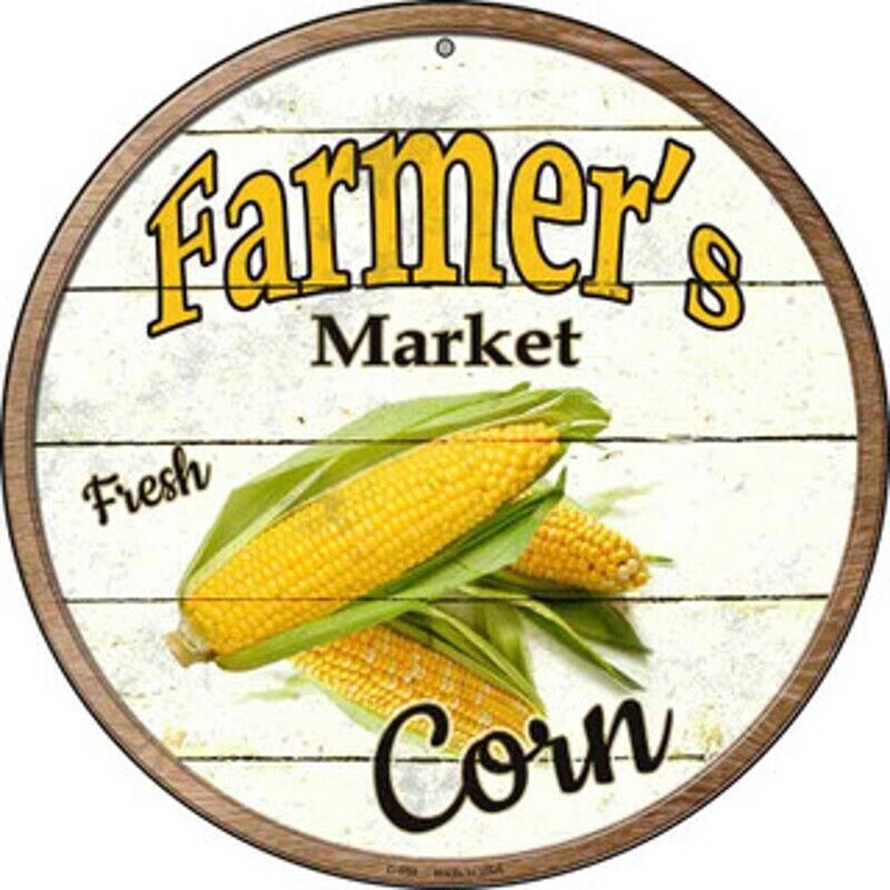 Farmer's Market Fresh Corn Novelty 8" Metal Circular Sign NEW! Home & Garden:Home Décor:Plaques & Signs Style Your Walls