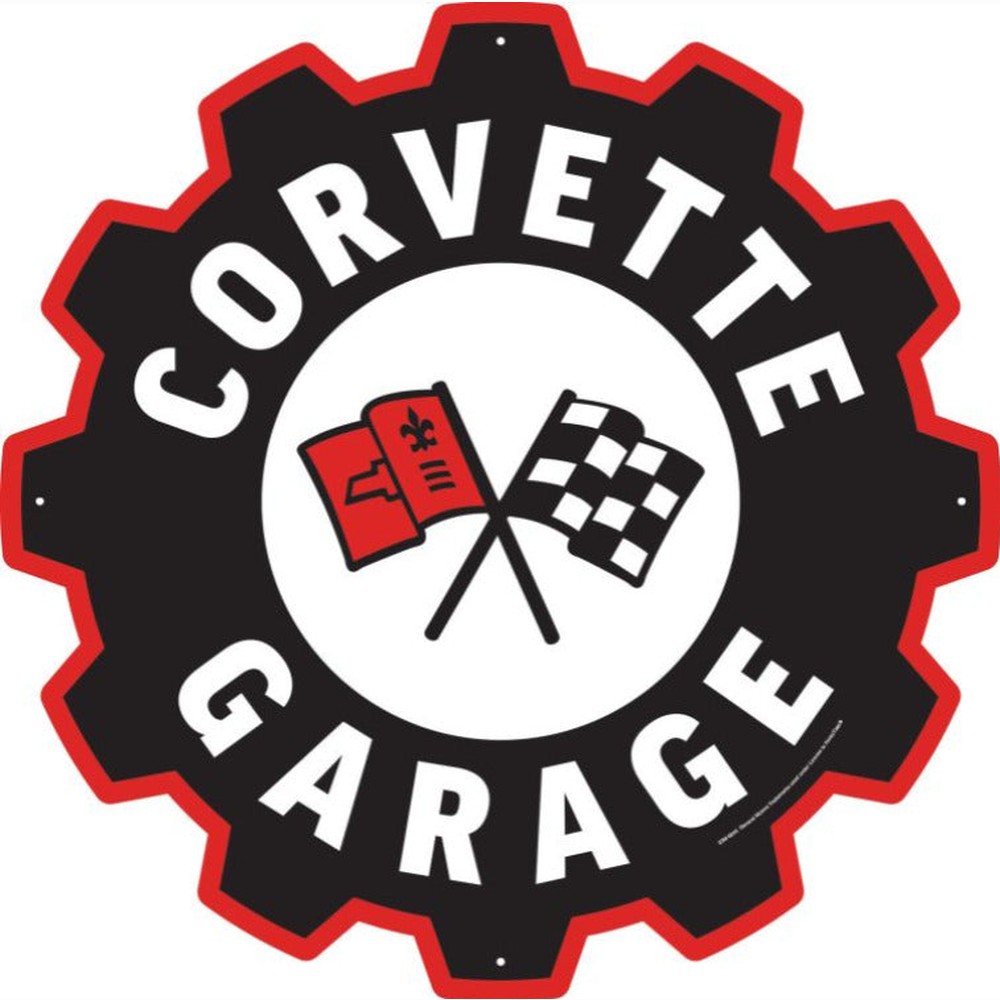 Corvette Garage Gear Die Cut Embossed Licensed Novelty Metal 12" Circular Sign Home & Garden:Home Décor:Plaques & Signs Style Your Walls
