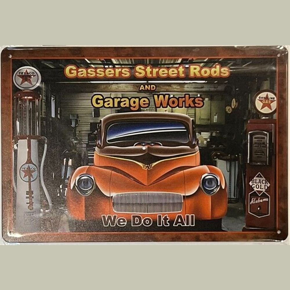Gassers Street Rods & Garage Works Novelty Metal Sign 8" x 12" Wall Art Home & Garden:Home Décor:Plaques & Signs Style Your Walls