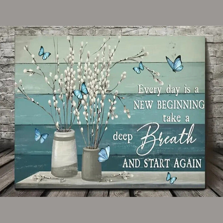 Every Day Is A New Beginning 11.8" x 15.7" Framed Canvas Wall Art NEW! Home & Garden:Home Décor:Posters & Prints Style Your Walls