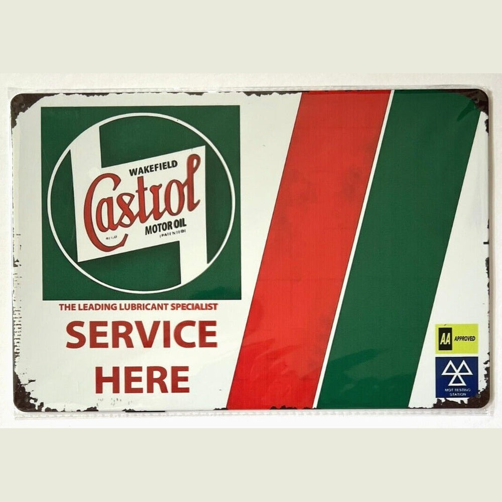 Wakefield Castrol Motor Service Here Oil Vintage Novelty Metal Sign 8" x 12" Home & Garden:Home Décor:Plaques & Signs Style Your Walls