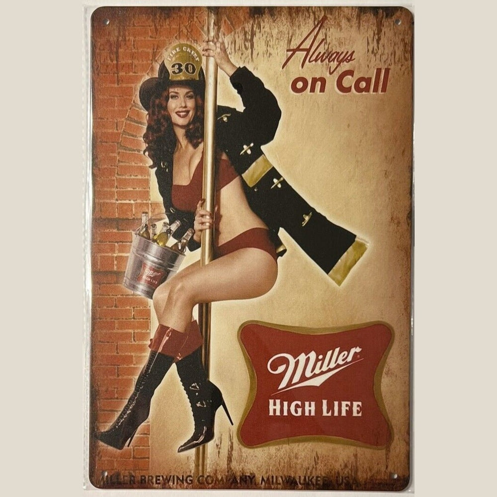Miller High Life Beer Always On Call Novelty Metal Sign 12" x 8" Wall Art Home & Garden:Home Décor:Plaques & Signs Style Your Walls