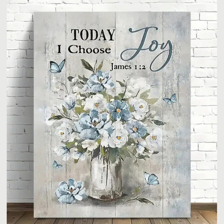 Today I Choose Joy Flower Bouquet Canvas Print Framed 11.8" x 15.7" Wall Art Home & Garden:Home Décor:Posters & Prints Style Your Walls