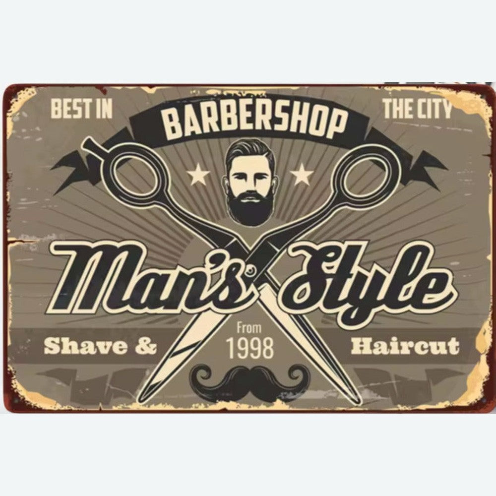 Barber Shop Man's Style Shave & Cut Vintage Novelty Metal Sign 12" x 8" Wall Art Home & Garden:Home Décor:Plaques & Signs Style Your Walls