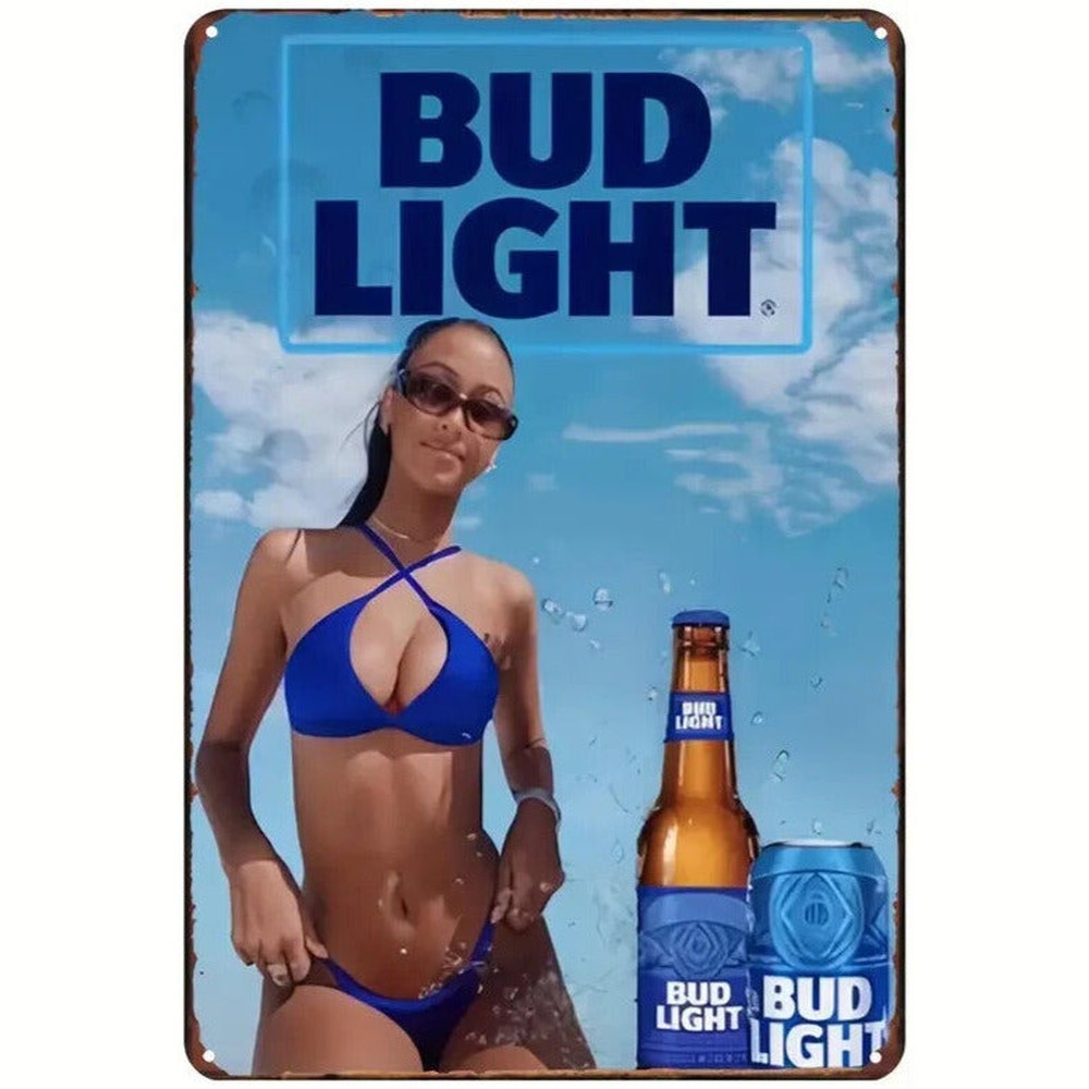 Bud Light Beer Bikini Model Vintage Novelty Metal Sign 12" x 8" Wall Art Home & Garden:Home Décor:Plaques & Signs Style Your Walls