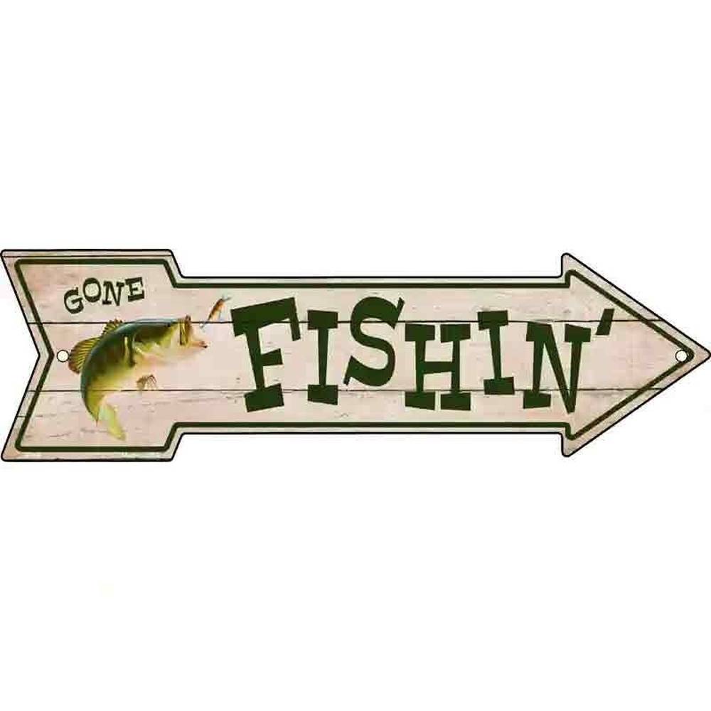 Gone Fishin' Novelty Metal Arrow Sign 17" x 5" NEW! Home & Garden:Home Décor:Plaques & Signs Style Your Walls