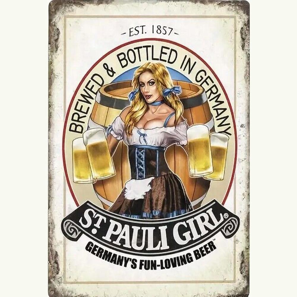 St. Pauli Girl Beer Vintage Novelty Metal Sign 12" x 8" Wall Art Home & Garden:Home Décor:Plaques & Signs Style Your Walls
