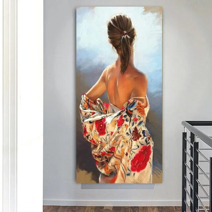 Modern Art Nude Woman Dress Falling Off Canvas Art Print 11.8" x 23.6" Stunning! Home & Garden:Home Décor:Posters & Prints Style Your Walls