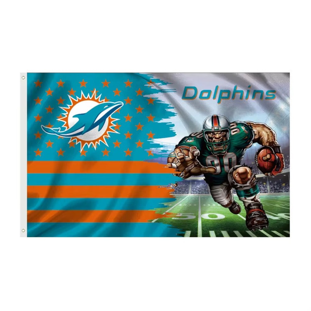 Miami Dolphins 3' X 5' Graphic Flag Banner With Grommets New! Sports Mem, Cards & Fan Shop:Fan Apparel & Souvenirs:Football-NFL Style Your Walls