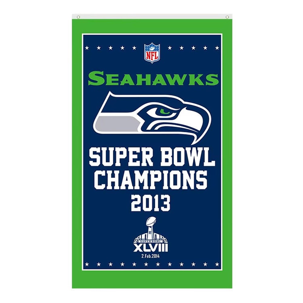 Seattle Seahawks Super Bowl Champions Novelty Flag Banner NEW! 3 ft x 5 ft Home & Garden:Yard, Garden & Outdoor Living:Décor:Flags Style Your Walls
