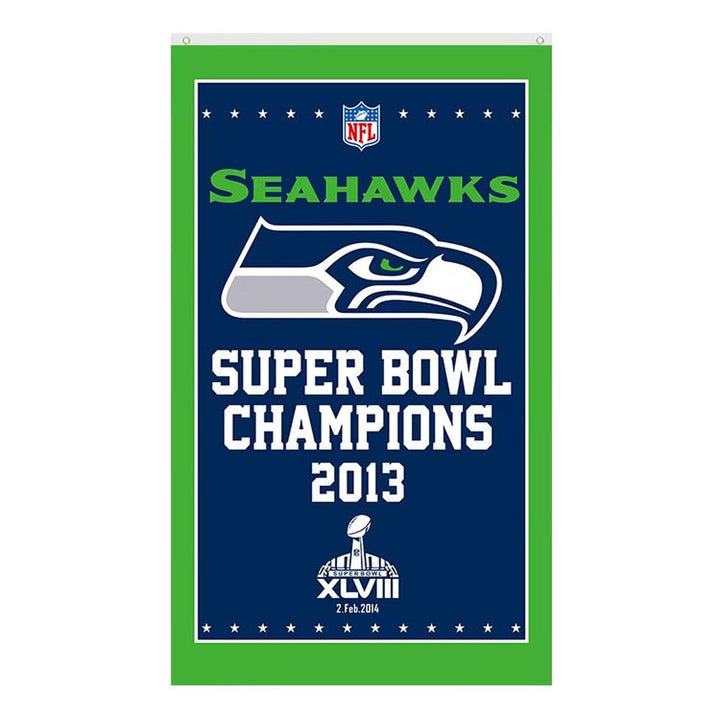 Seattle Seahawks Super Bowl Champions Novelty Flag Banner NEW! 3 ft x 5 ft Home & Garden:Yard, Garden & Outdoor Living:Décor:Flags Style Your Walls