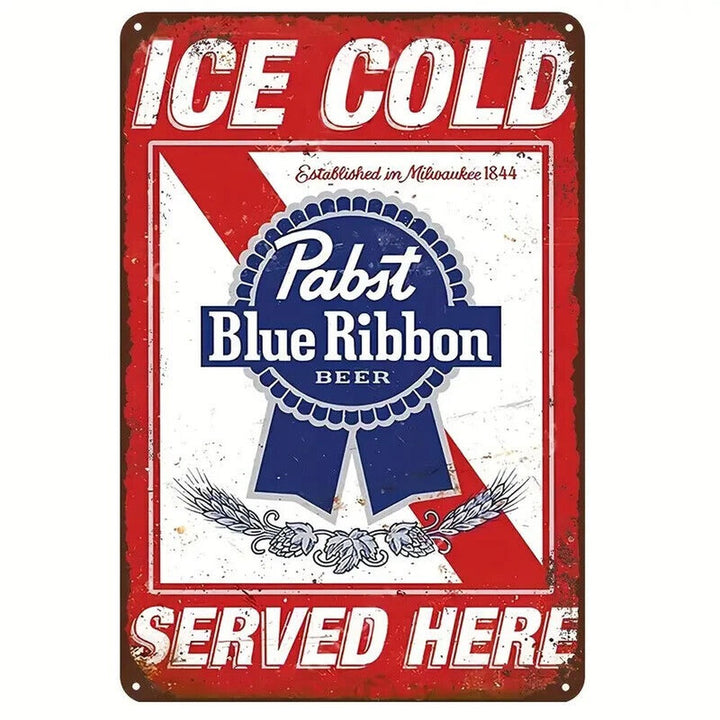 Pabst Blue Ribbon Ice Cold Beer Vintage Novelty Metal Sign 12" x 8" Wall Art Home & Garden:Home Décor:Plaques & Signs Style Your Walls