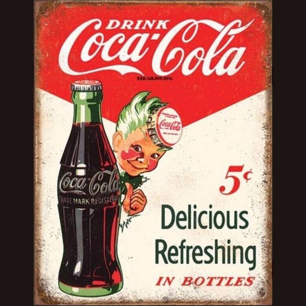 Coca-Cola 5 Cents Delicious Refreshing Vintage Novelty Sign 16" x 12.5" Home & Garden:Home Décor:Plaques & Signs Style Your Walls