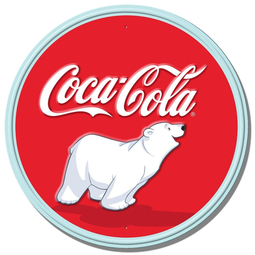Coca-Cola Bear Licensed Fully Embossed Steel 11.75" Circular Sign New! Home & Garden:Home Décor:Plaques & Signs Style Your Walls
