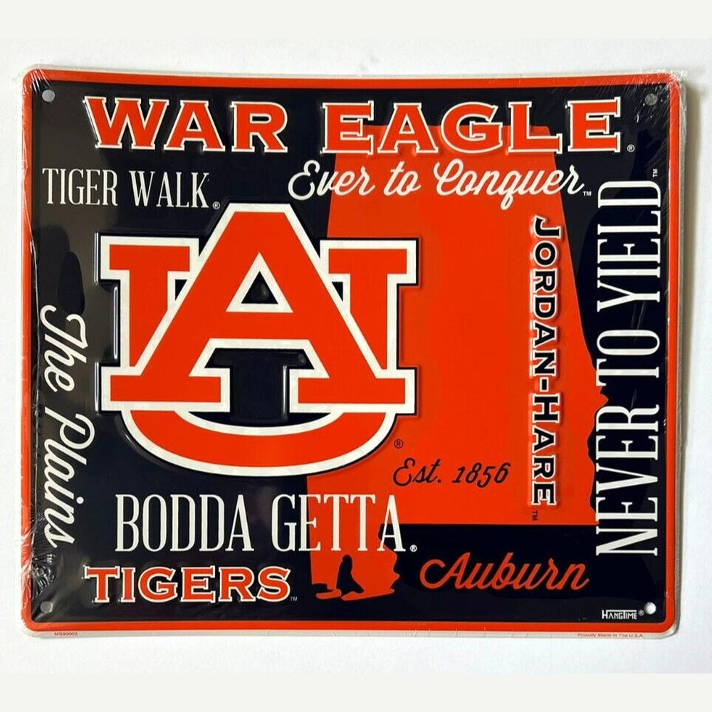 Auburn Tigers Fan Cloud College Licensed Embossed Sign 12" x 14" Home & Garden:Home Décor:Plaques & Signs Style Your Walls