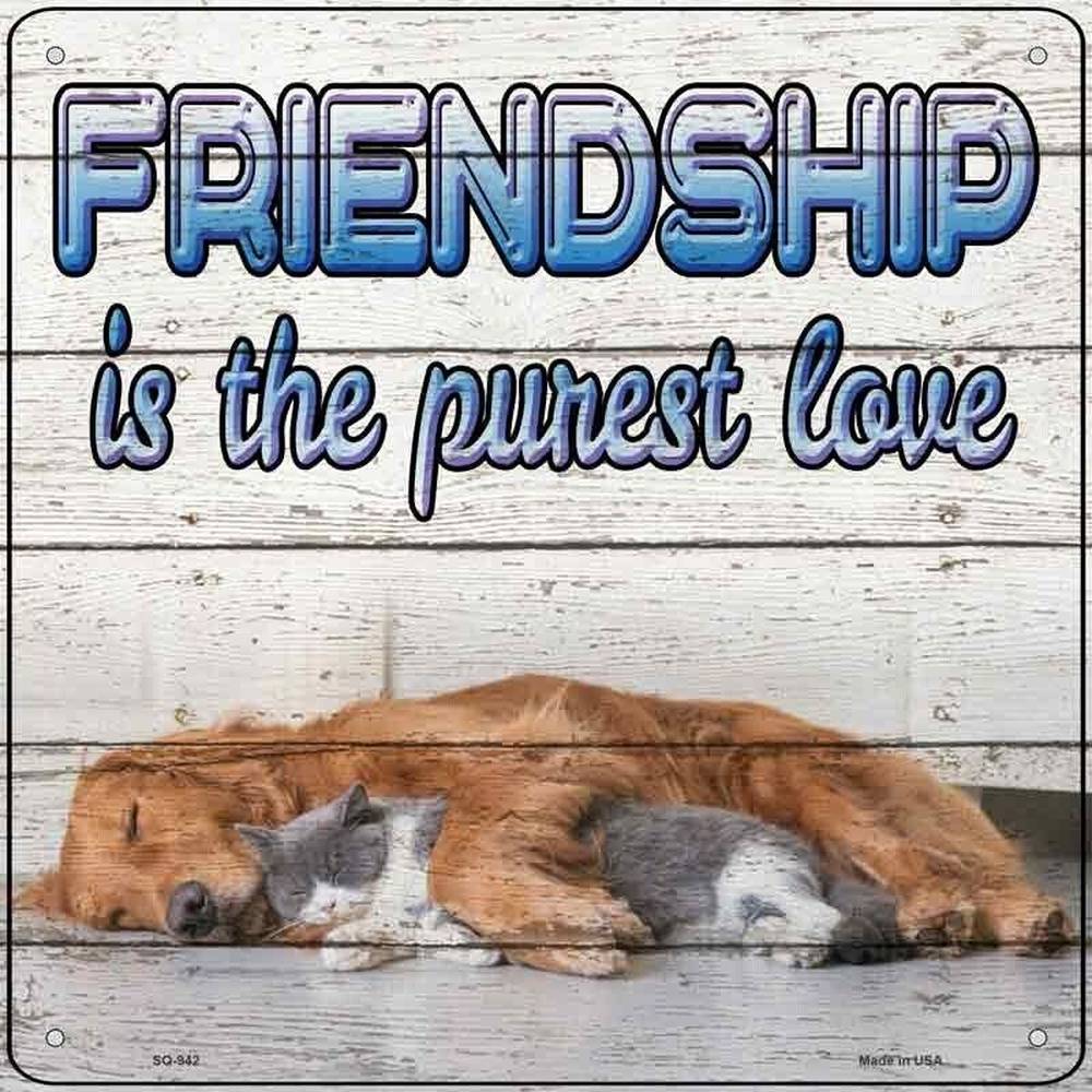 Pet Friendship Novelty Metal Square Sign Home & Garden:Home Décor:Plaques & Signs Style Your Walls