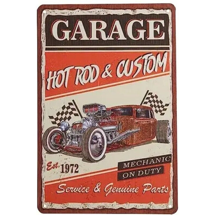 Hot Rod & Custom Garage Vintage Novelty Metal Sign 12" x 8" Wall Art Home & Garden:Home Décor:Plaques & Signs Style Your Walls