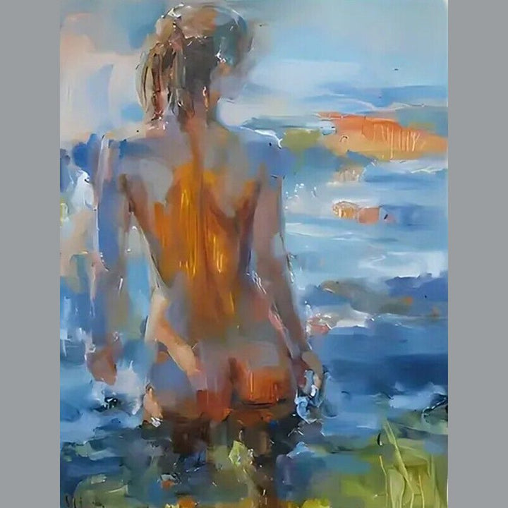 Modern Art Nude Woman By The Lake Canvas Art Print 11.8" x 15.7" Stunning! Home & Garden:Home Décor:Posters & Prints Style Your Walls